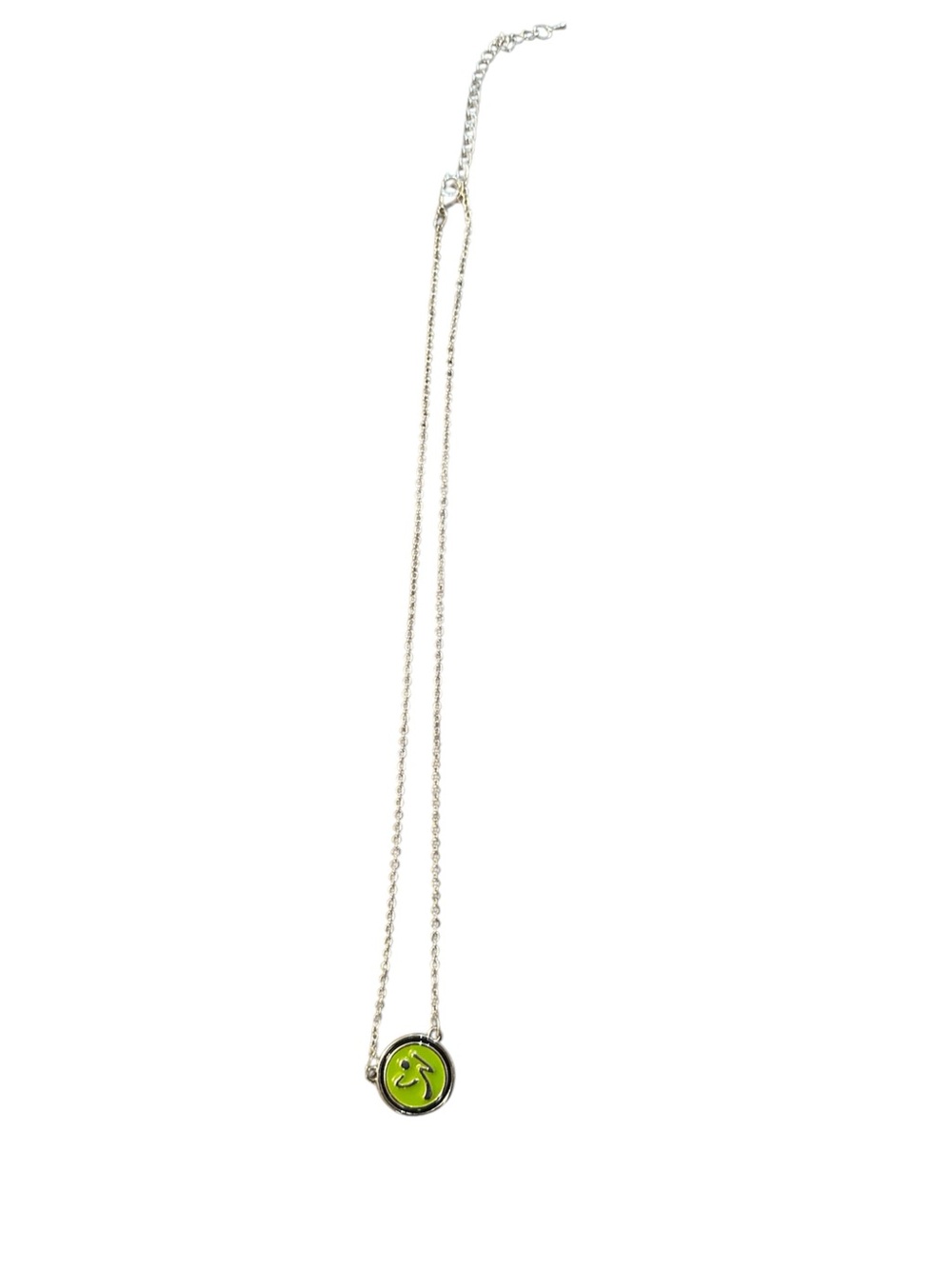 Zumba Fitness Silver color Necklace with Lime Green logo Pendant